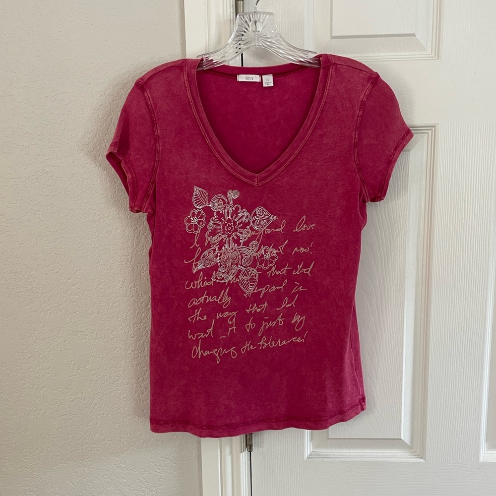 APT. 9 petite large pink women’s T-shirt with writing detail